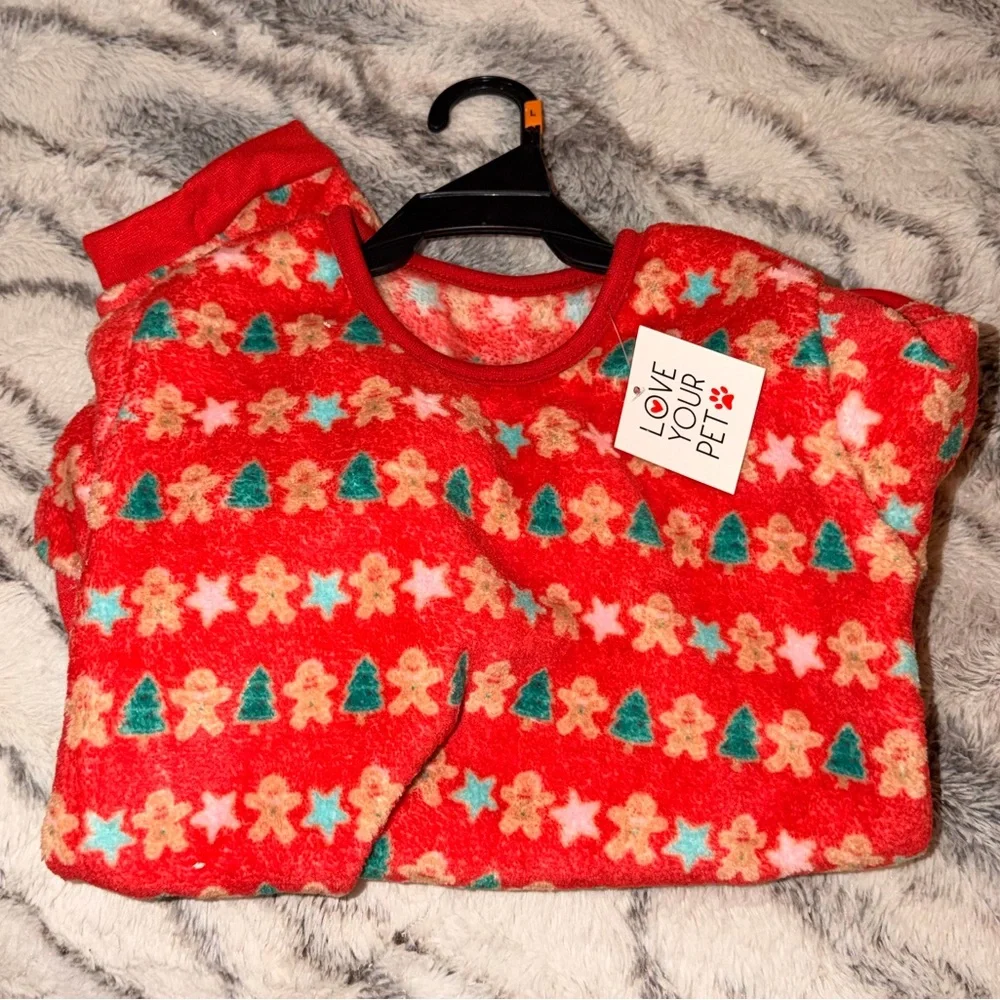 Festive Red Pet Sweater with Holiday Patterns
